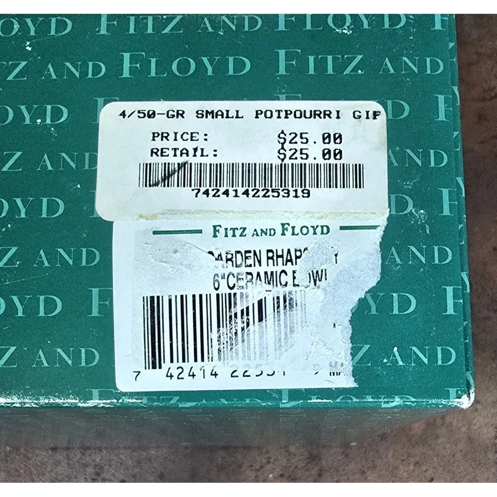 Fitz And Floyd NEW in BOX Garden Rhapsody Collection Bowl & Bag of Potpourri NIB